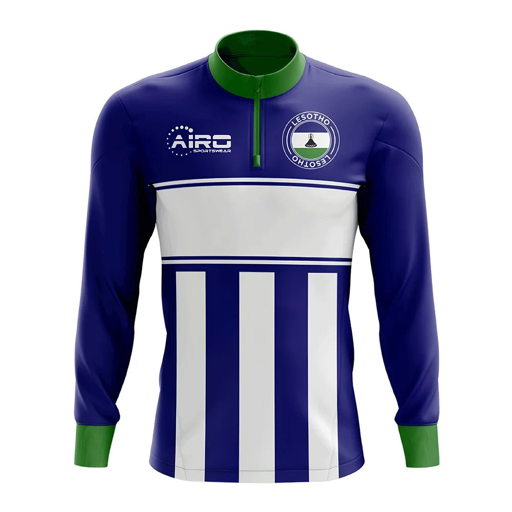 Lesotho Concept Football Half Zip Midlayer Top (Blue-white)_0