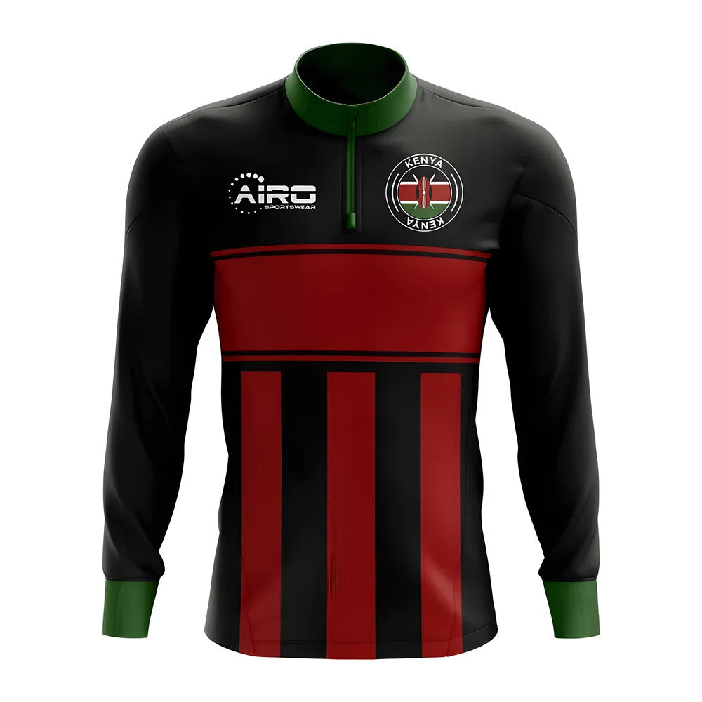 Kenya Concept Football Half Zip Midlayer Top (Black-Red)_0
