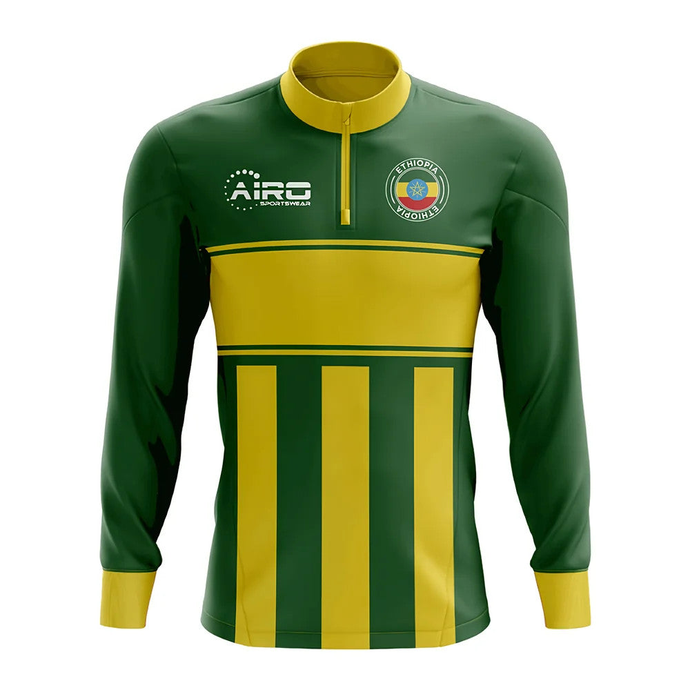 Ethiopia Concept Football Half Zip Midlayer Top (Green-Yellow)_0