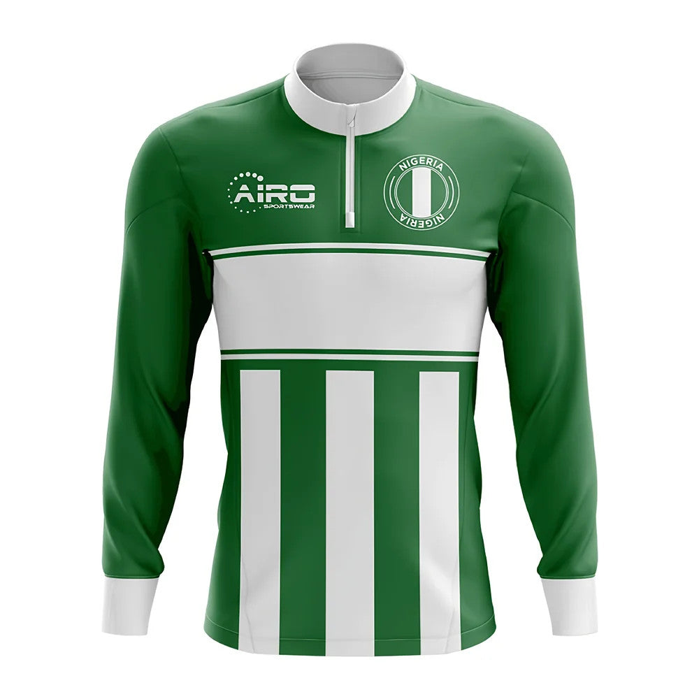 Nigeria Concept Football Half Zip Midlayer Top (Green-White)_0