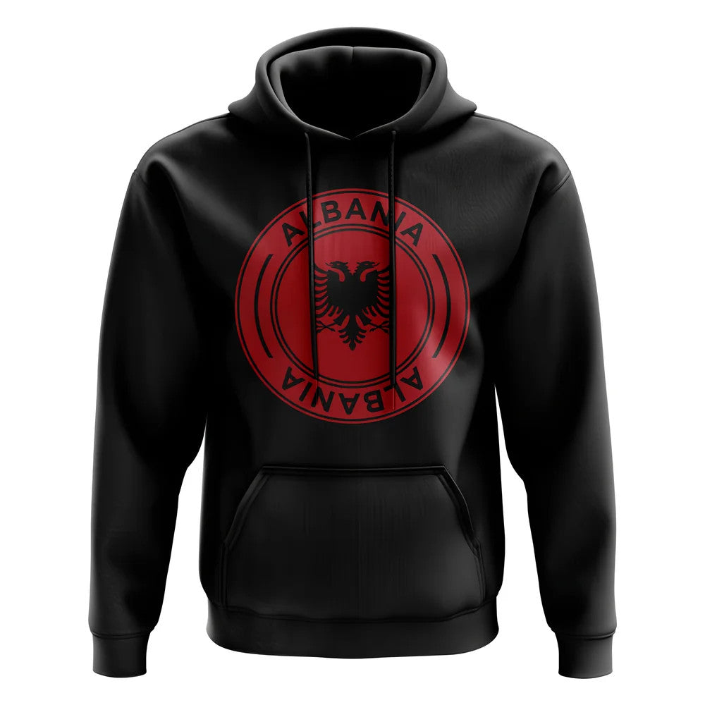 Albania Football Badge Hoodie (Black)_0