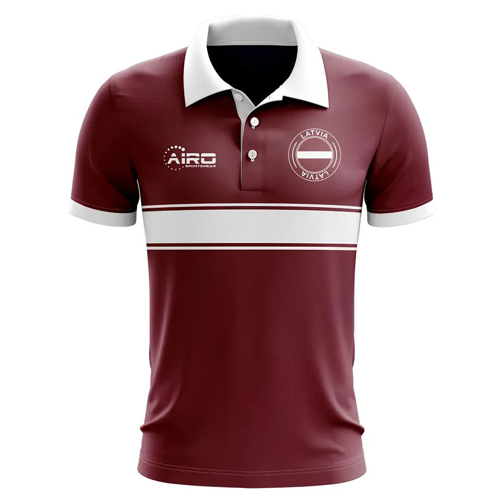Latvia Concept Stripe Polo Shirt (Maroon)_0