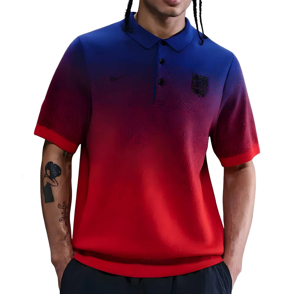 2025-2026 England Club Football Knit Polo (Blue/Red)_2