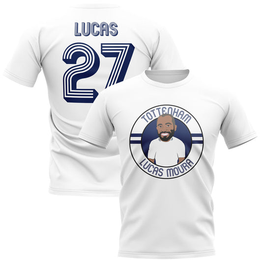 Lucas Moura Tottenham Illustration T-Shirt (White)_0