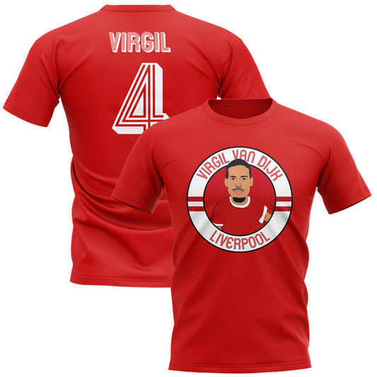 Virgil Van Dijk Liverpool Illustration T-Shirt (Red)_0