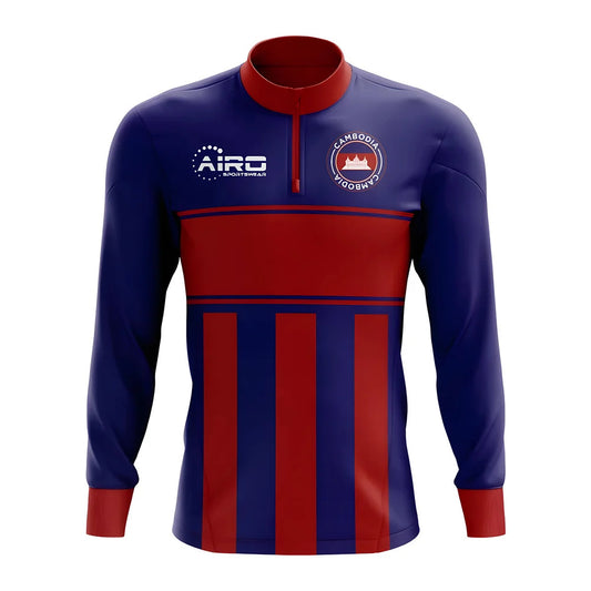 Cambodia Concept Football Half Zip Midlayer Top (Blue-Red)_0