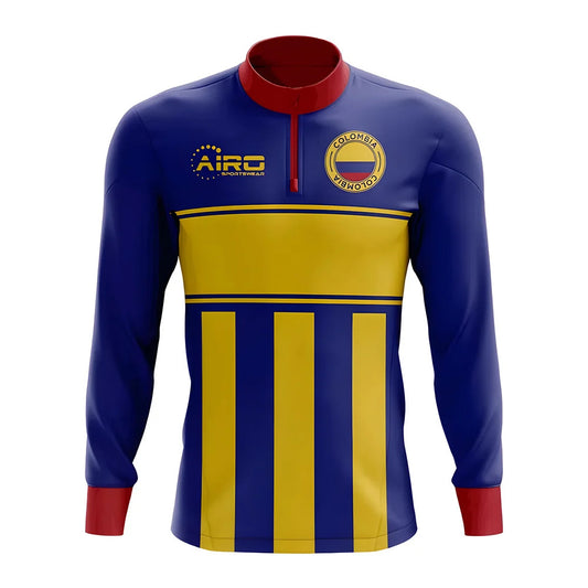 Colombia Concept Football Half Zip Midlayer Top (Blue-Yellow)_0