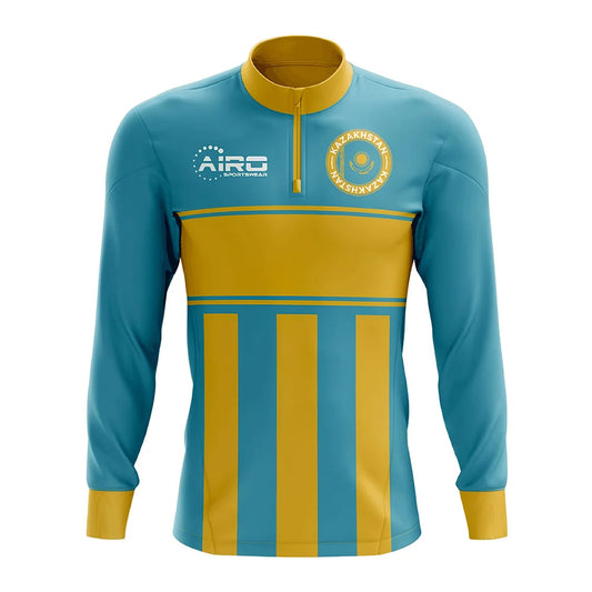 Kazakhstan Concept Football Half Zip Midlayer Top (Sky Blue-Yellow)_0