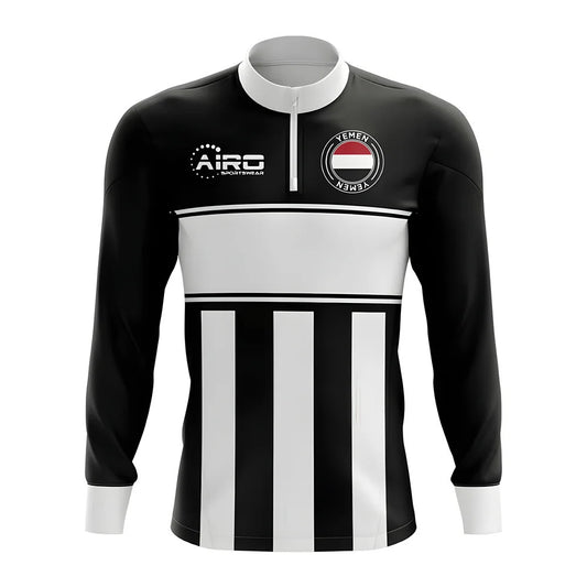 Yemen Concept Football Half Zip Midlayer Top (Black-White)_0