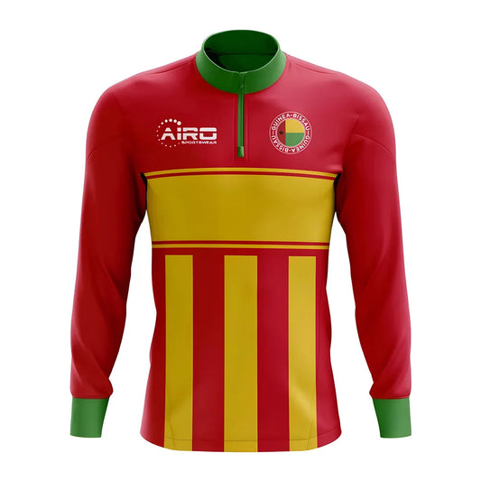 Guinea Bissau Concept Football Half Zip Midlayer Top (Red-Yellow)_0