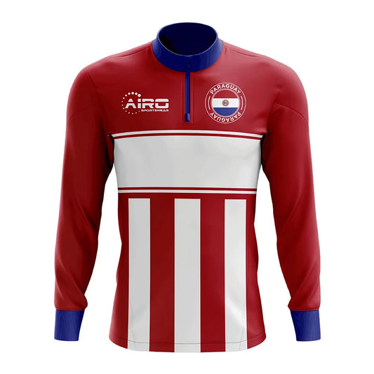Paraguay Concept Football Half Zip Midlayer Top (Red-White)_0
