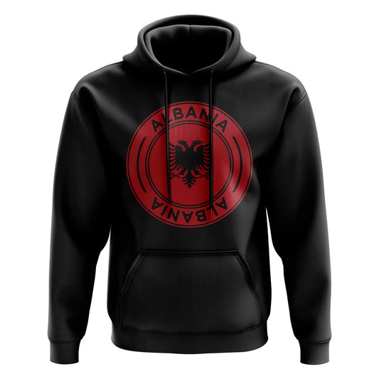 Albania Football Badge Hoodie (Black)_0
