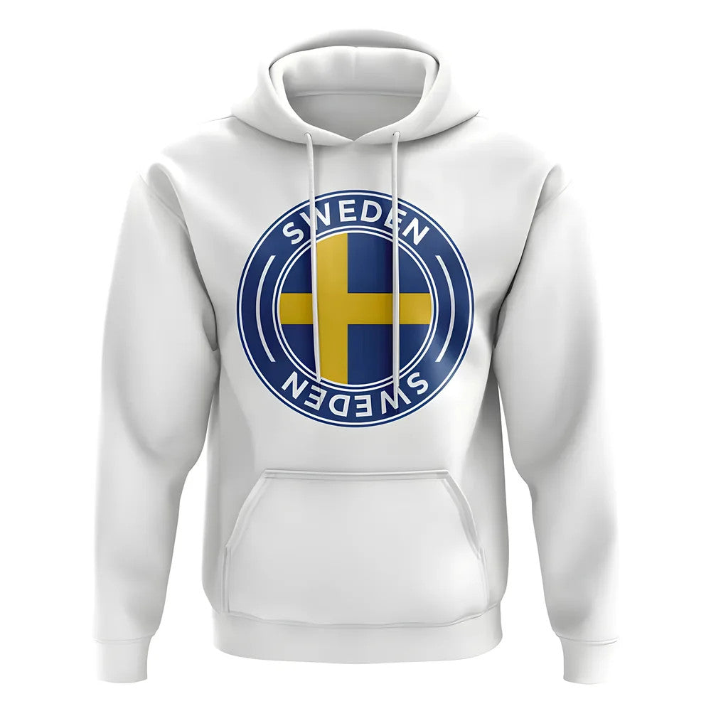 Sweden Football Badge Hoodie (White)_0