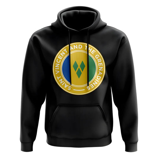 Saint Vincent and The Grenadines Football Badge Hoodie (Black)_0