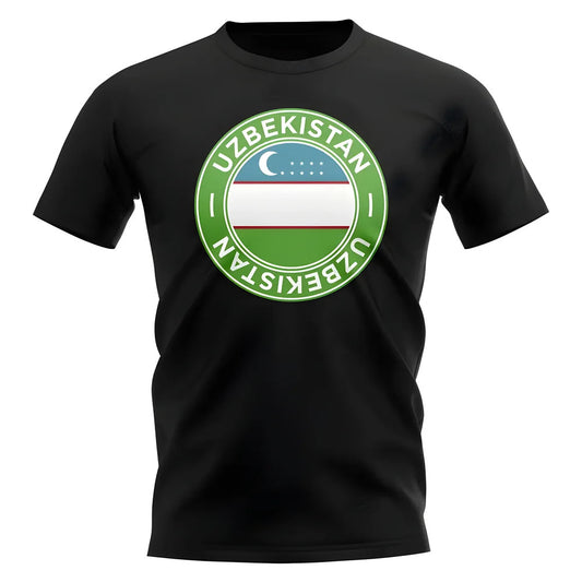 Uzbekistan Football Badge T-Shirt (Black)_0