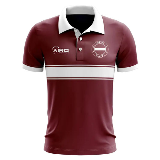 Latvia Concept Stripe Polo Shirt (Maroon)_0