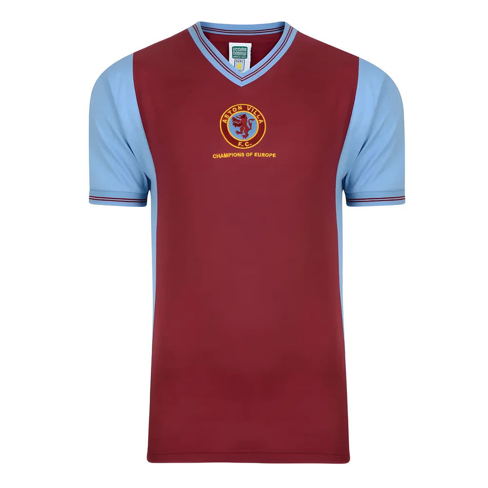 Score Draw Aston Villa 1982 Champions of Europe Retro Football Shirt_0