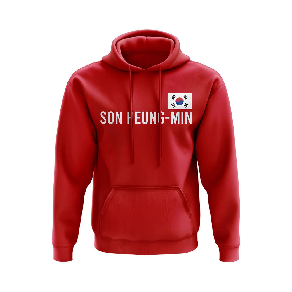 Son Heung Min South Korea Name Hoody (Red)_0