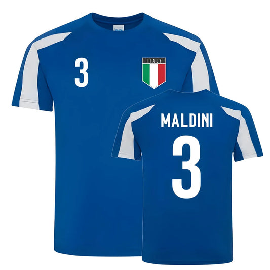 Paolo Maldini Italy Sports Training Jersey (Blue-White)_0