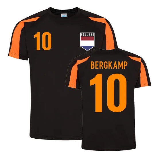 Dennis Bergkamp Holland Sports Training Jersey (Black-Orange)_0