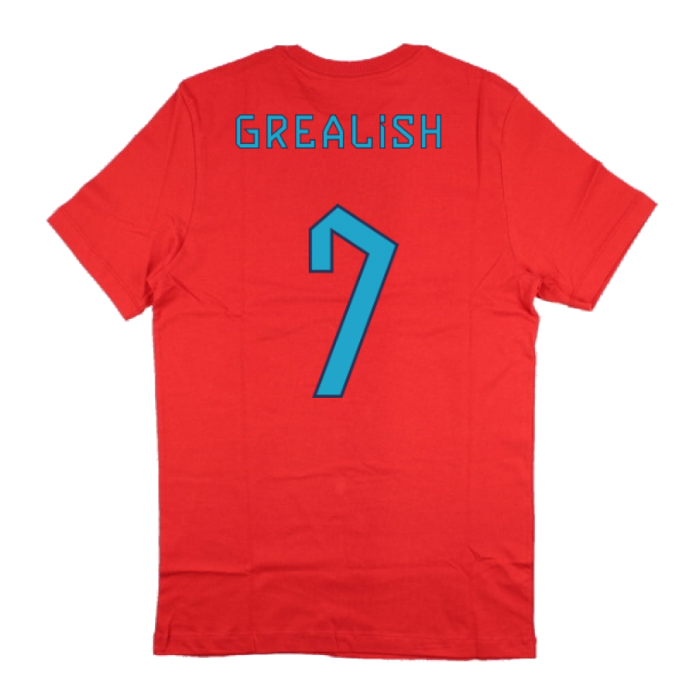 2022-2023 England World Cup Crest Tee (Red) - Kids (Grealish 7)_4