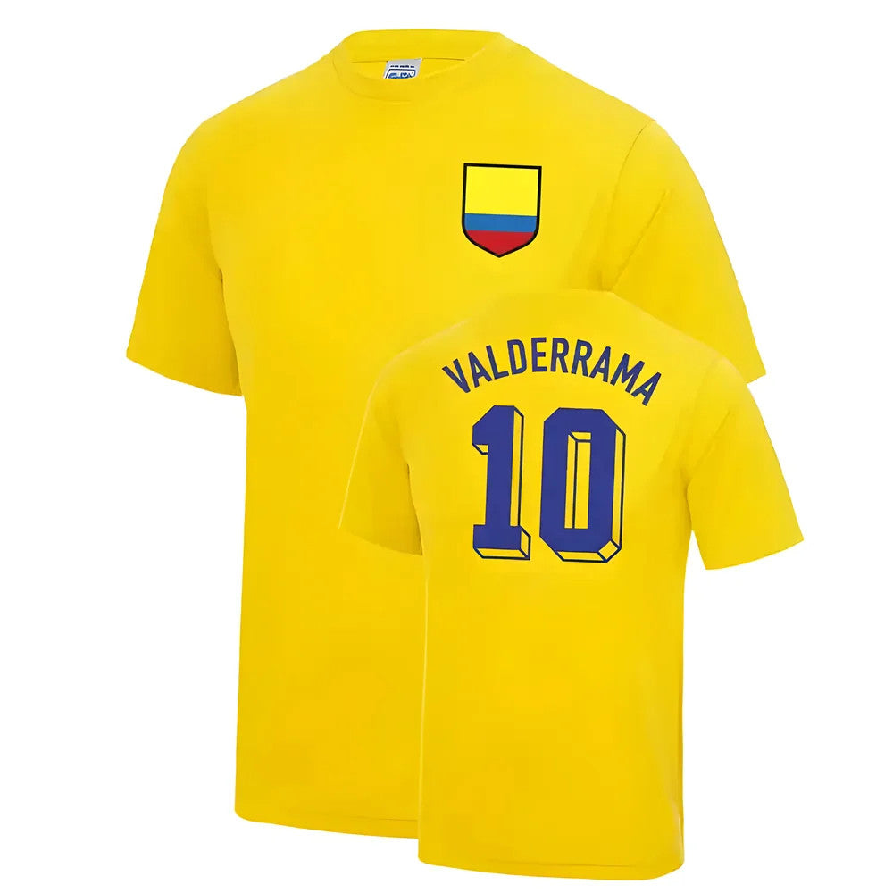 Carlos Valderrama Colombia World Cup Football T Shirt - Yellow_0