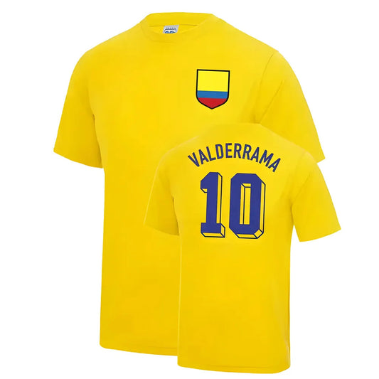 Carlos Valderrama Colombia World Cup Football T Shirt - Yellow_0