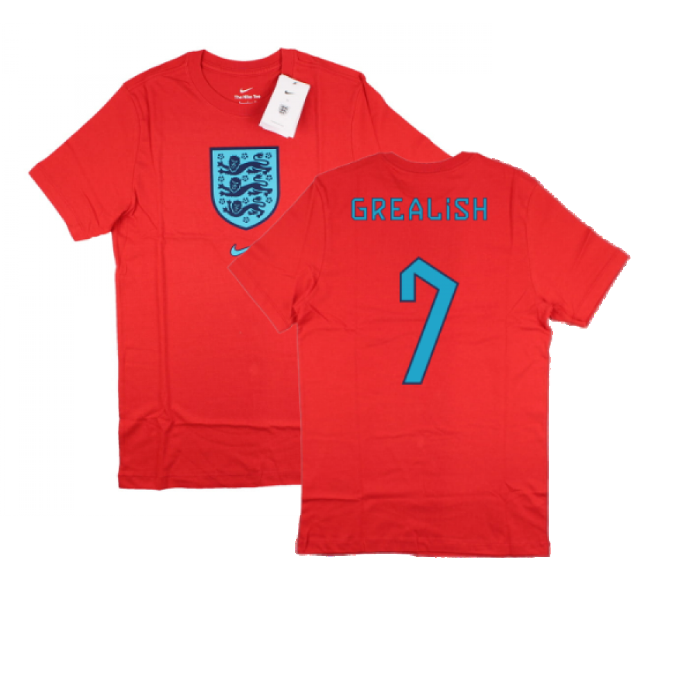 2022-2023 England World Cup Crest Tee (Red) - Kids (Grealish 7)_4