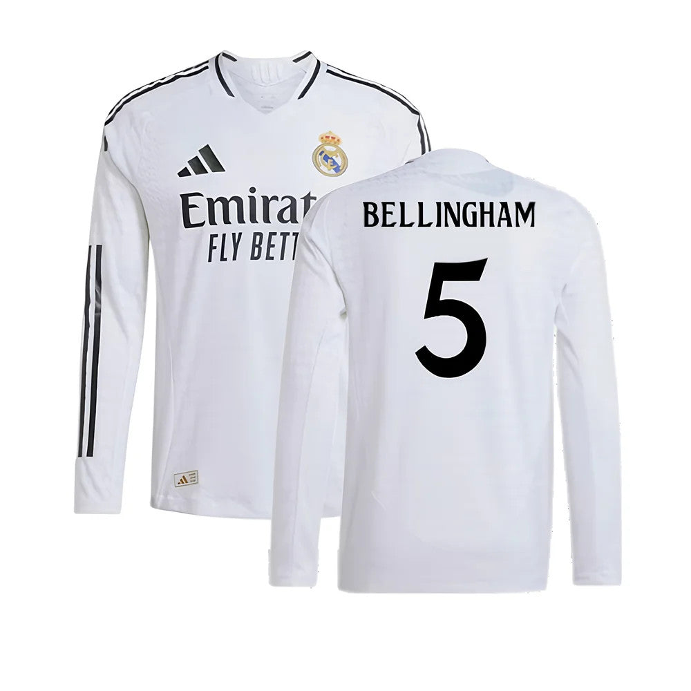 2024-2025 Real Madrid Authentic Long Sleeve Home Shirt (Bellingham 5)_5