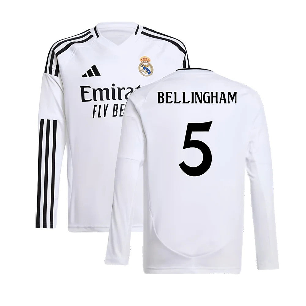2024-2025 Real Madrid Long Sleeve Home Shirt (Kids) (Bellingham 5)_5