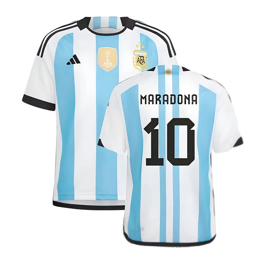 Argentina 2022 World Cup Winners Home Shirt - Kids (MARADONA 10)_0