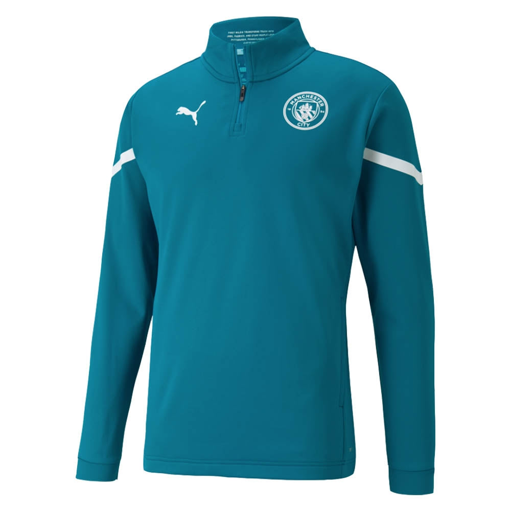 2021-2022 Man City Pre Match Half Zip Top (Ocean Depths) - Kids_1