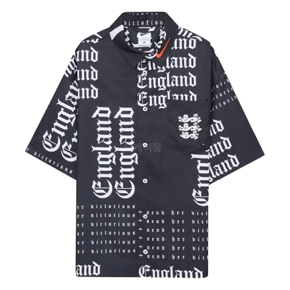 2022-2023 England Button-Down Soccer Top (Black)_1