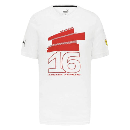 2023 Ferrari Fanwear LeClerc #16 Fanwear Drivers Tee (White)_1