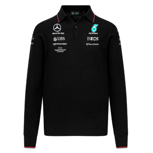 2023 Mercedes Long Sleeve Knitted Polo Shirt (Black)_1