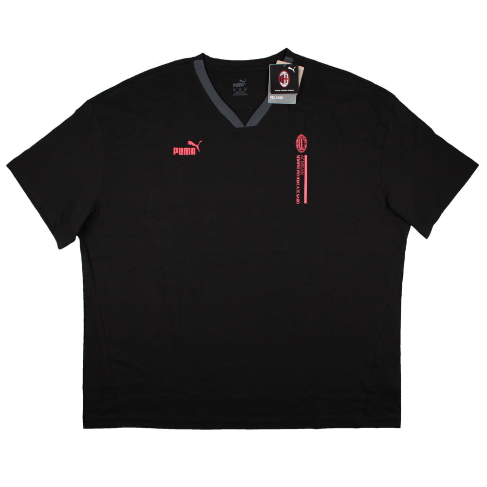 2023-2024 AC Milan FtblCulture Graphic V Neck Tee (Black)_1