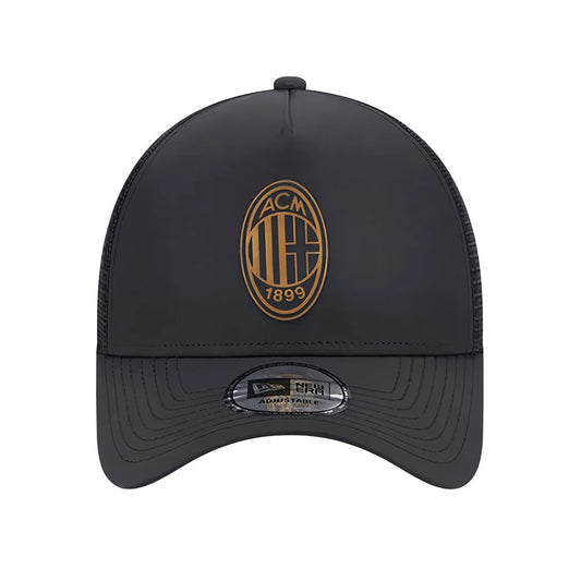 2023-2024 AC Milan Black + Gold A Frame Trucker Cap_3