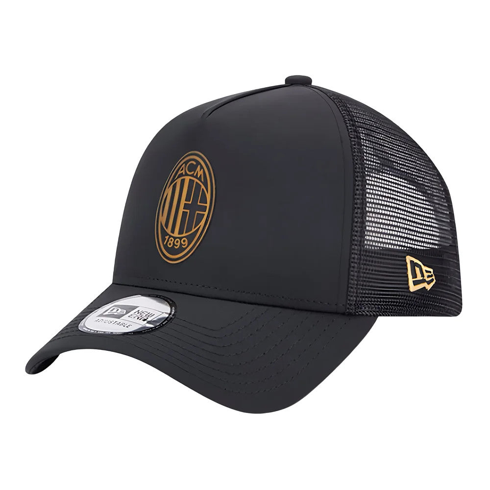 2023-2024 AC Milan Black + Gold A Frame Trucker Cap_3