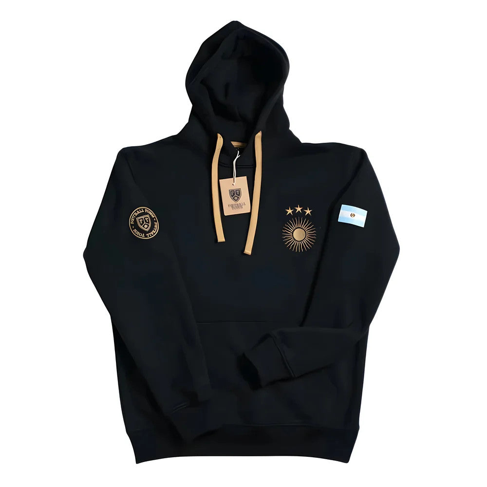 Argentina Retro Football Hoodie El Sol Black_0