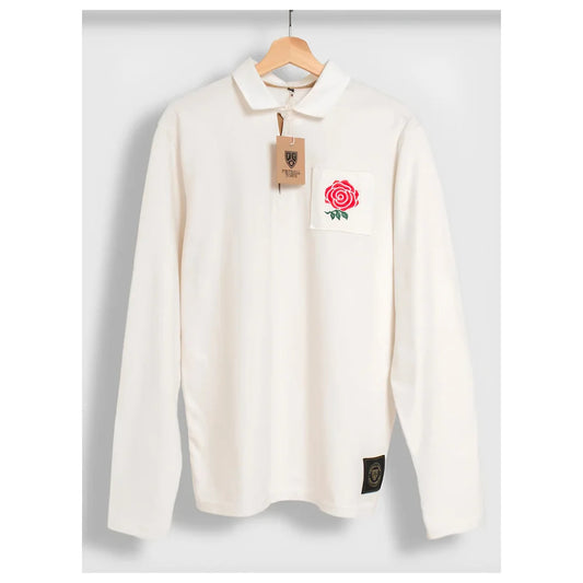 England Red Rose Retro Rugby Jersey (White)_0