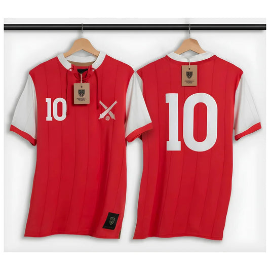 The Cannon Bergkamp Home Retro Football Shirt with Laces_0