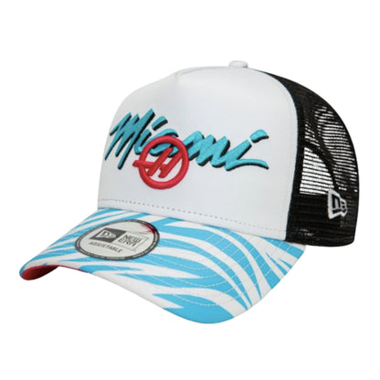 2024 Haas Miami Race Special White 9FORTY A-Frame Trucker Cap_2