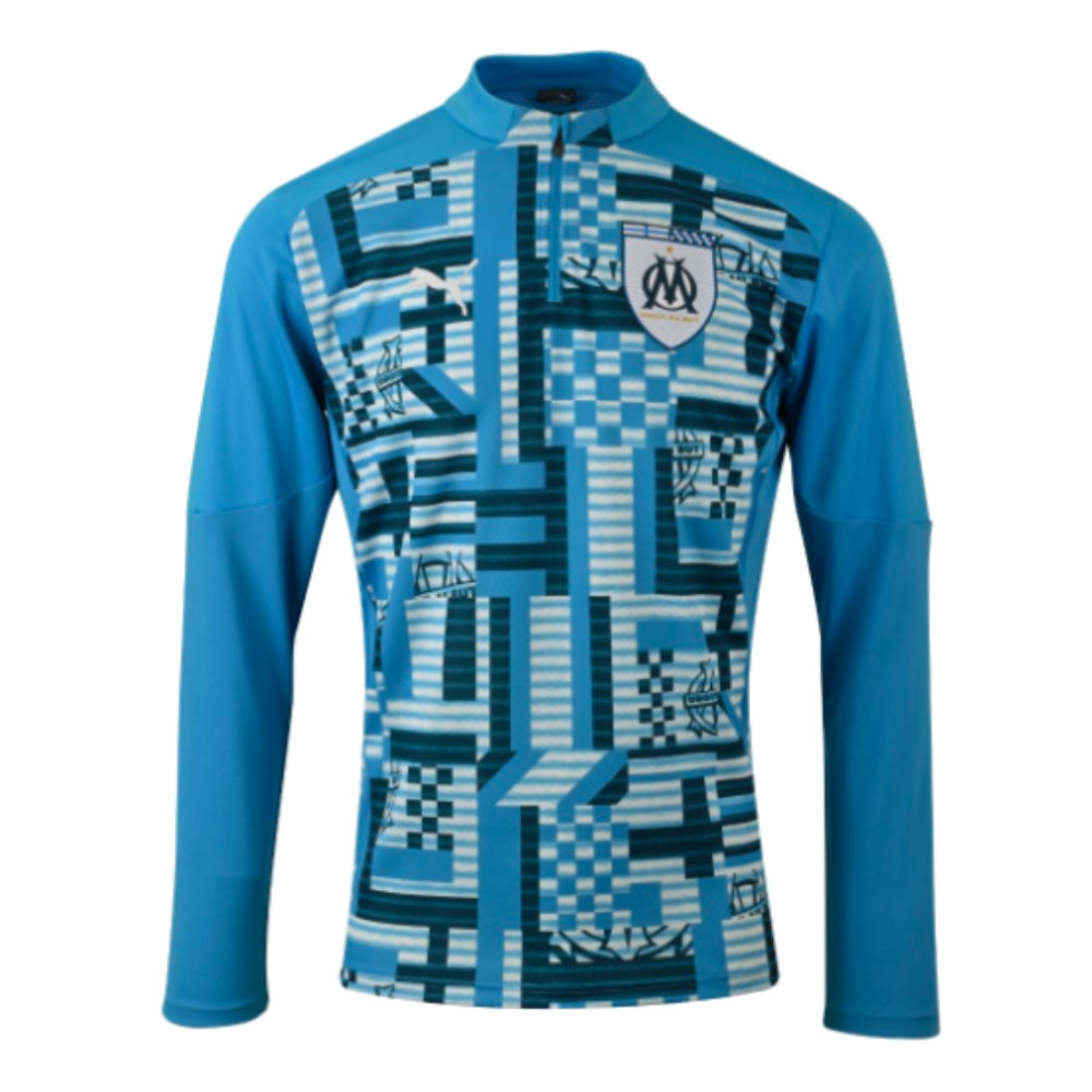 2024-2025 Marseille Prematch 1/4 Zip Top (Bleu Azur)_3