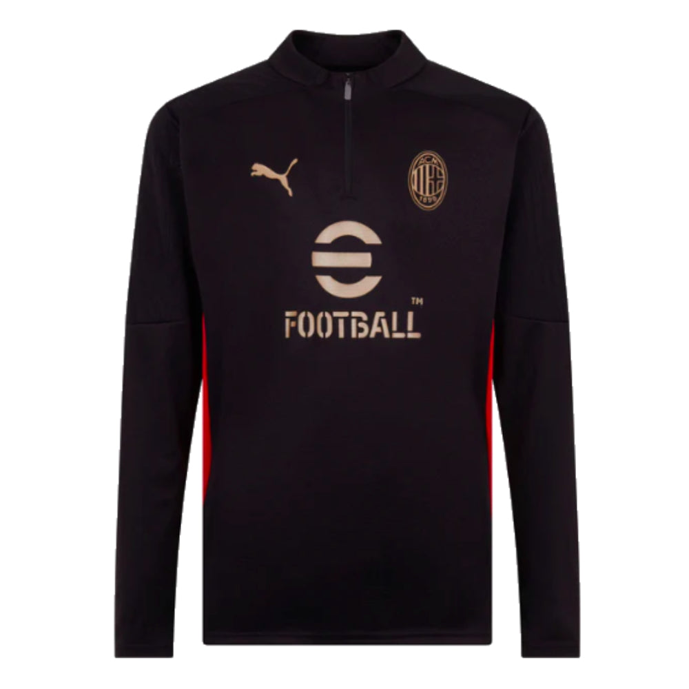 2024-2025 AC Milan Training 1/4 Zip Top (Black)_3