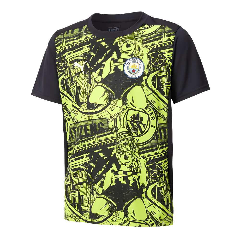 2024-2025 Man City Pre-Match Shirt (Yellow Glow) - Kids_1