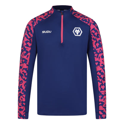 2024-2025 Wolves Pre Match 1/4 Zip Top (Blue/Pink)_3