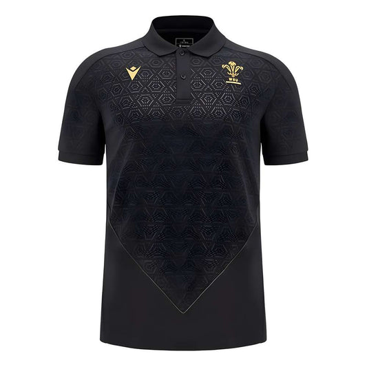 2024-2025 Wales Rugby WRU Travel Poly Polo Shirt (Black)_2