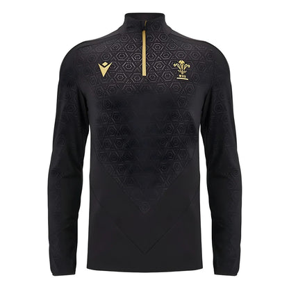 2024-2025 Wales Rugby Training 1/4 Zip Top (Black)_1