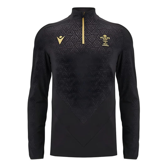 2024-2025 Wales Rugby Training 1/4 Zip Top (Black)_1