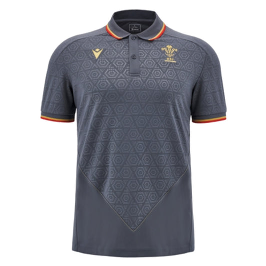 2024-2025 Wales WRU Rugby Travel Polo Shirt (Anthracite) - Kids_2